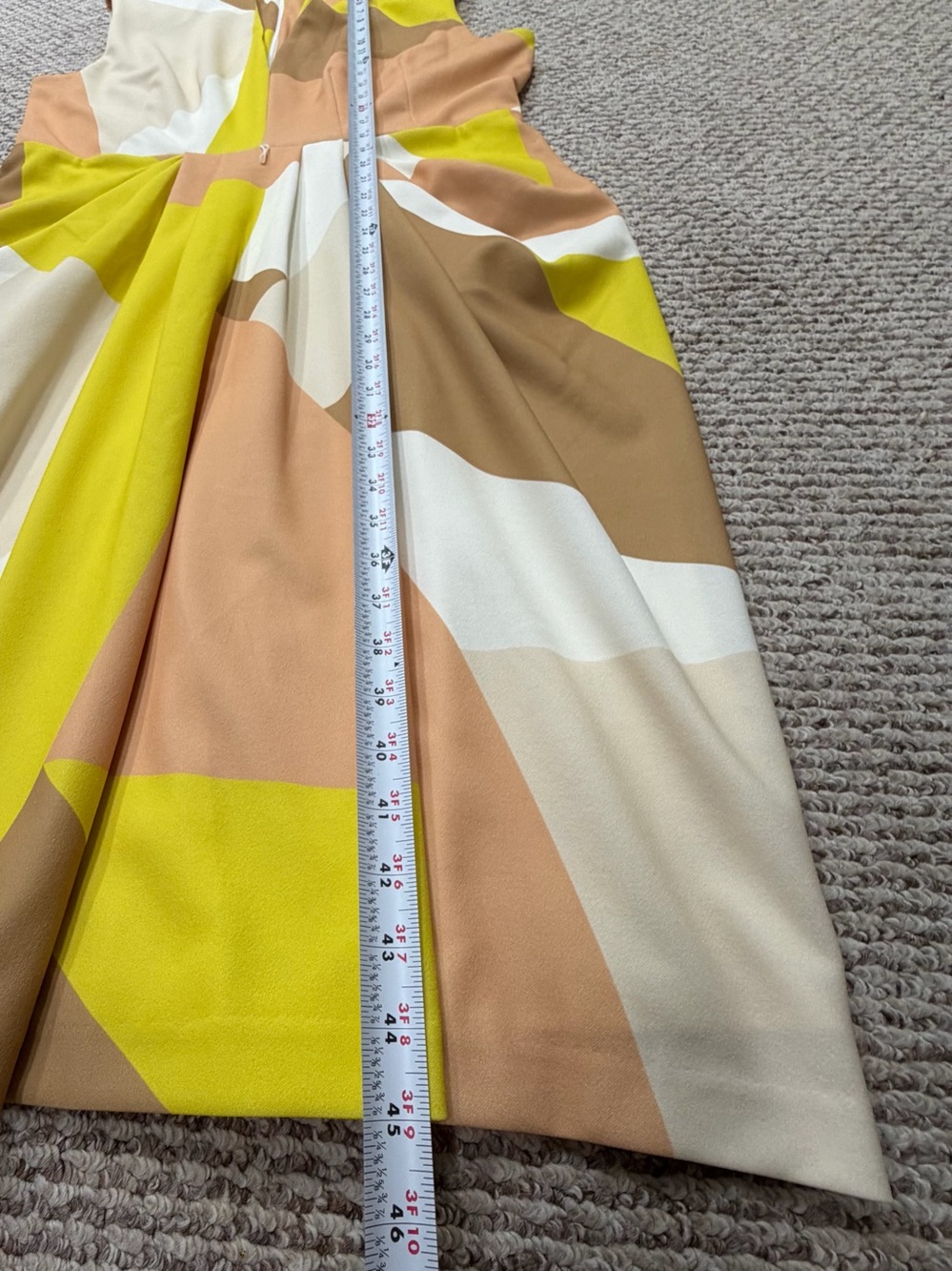 Donna Karan New York Colorblock Dress 16 Midi Sheath Yellow Beige Corporate Chic - Picture 13 of 16